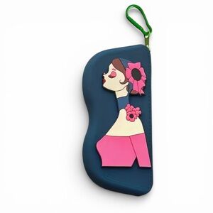 Stylish Silicone Blue-Green and Pink Sunglasses/Accessory Pouch NWT